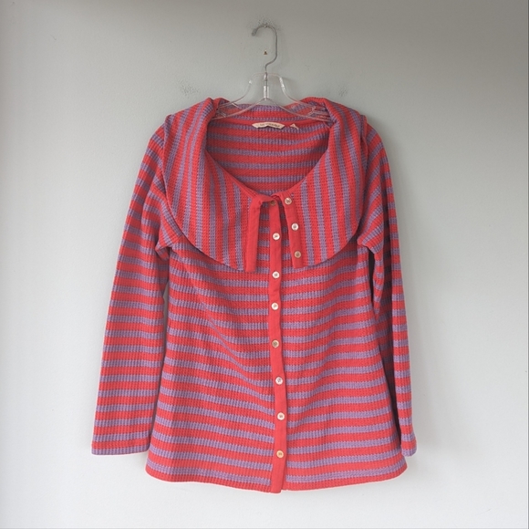 Soft Surroundings Petite Serene Striped Waffle Knit Top - Picture 4 of 9